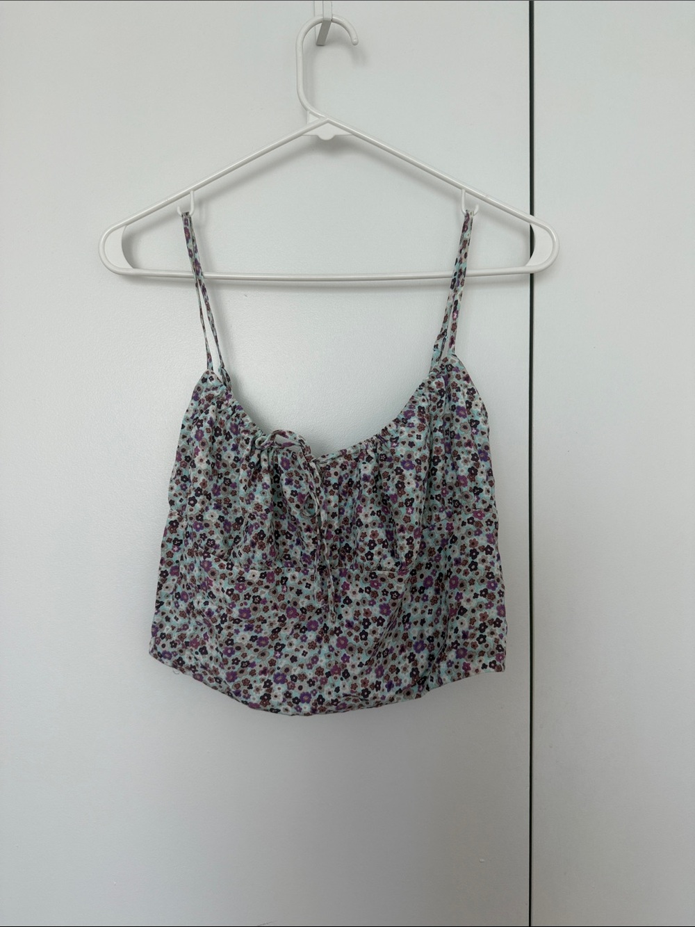 Sunday Best Floral Tie-Front Cami in Purple and Mint